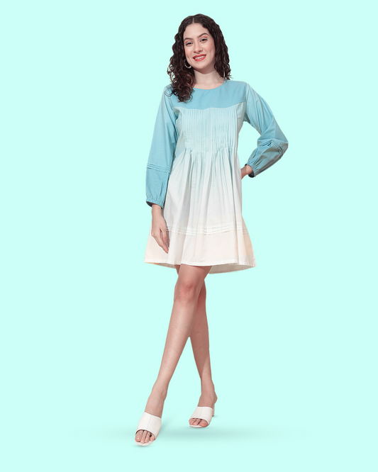 Breezy Blue Knee-Length Dress