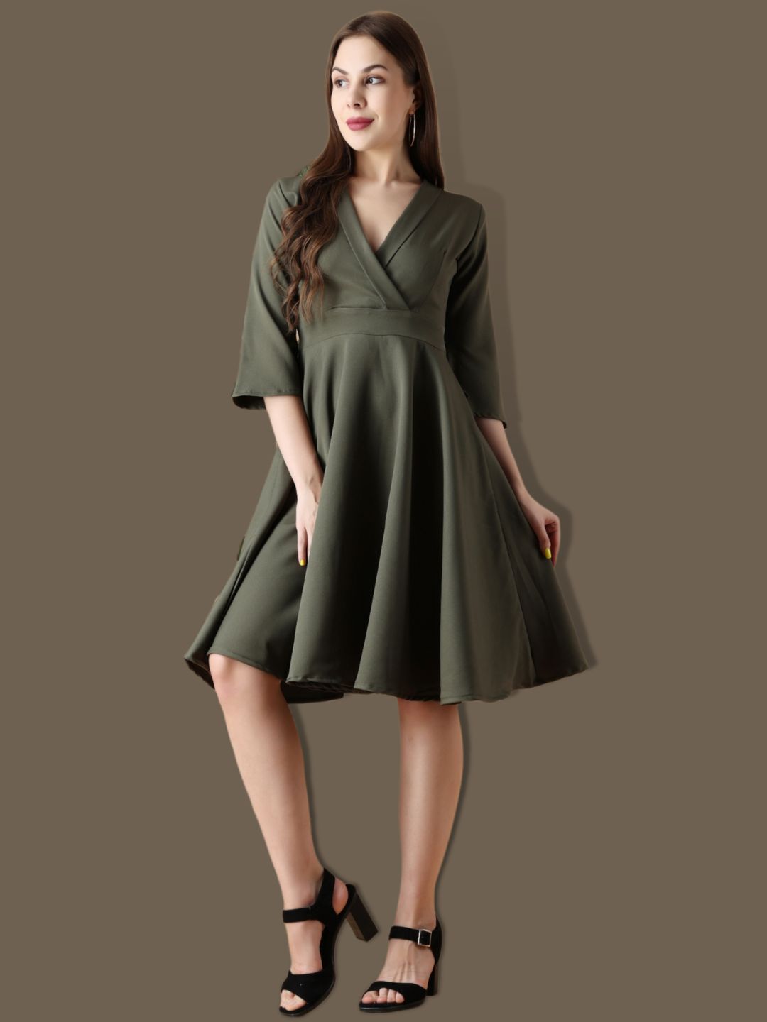 Olive Cordium Flairy Dress