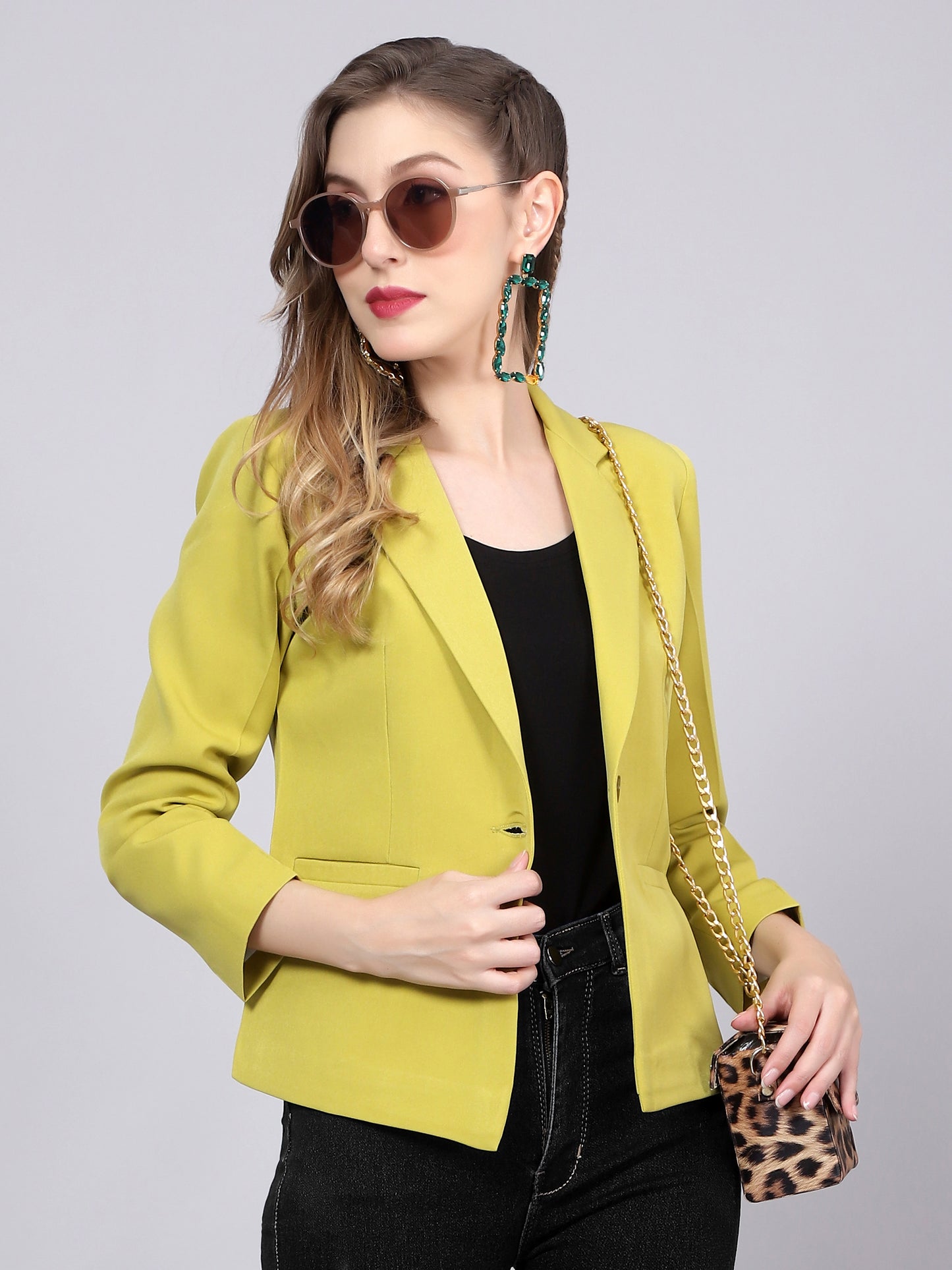 All About You Solid Green Blazer
