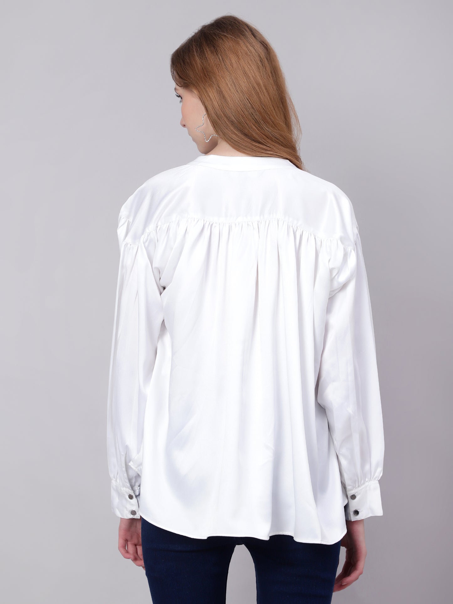Stunning Loose Fit Satin Shirt - White