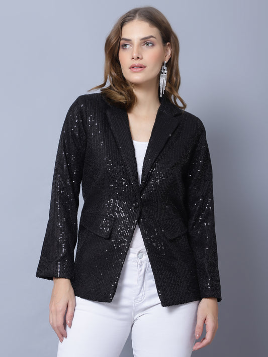 All About You Solid Black Sequined Blazer