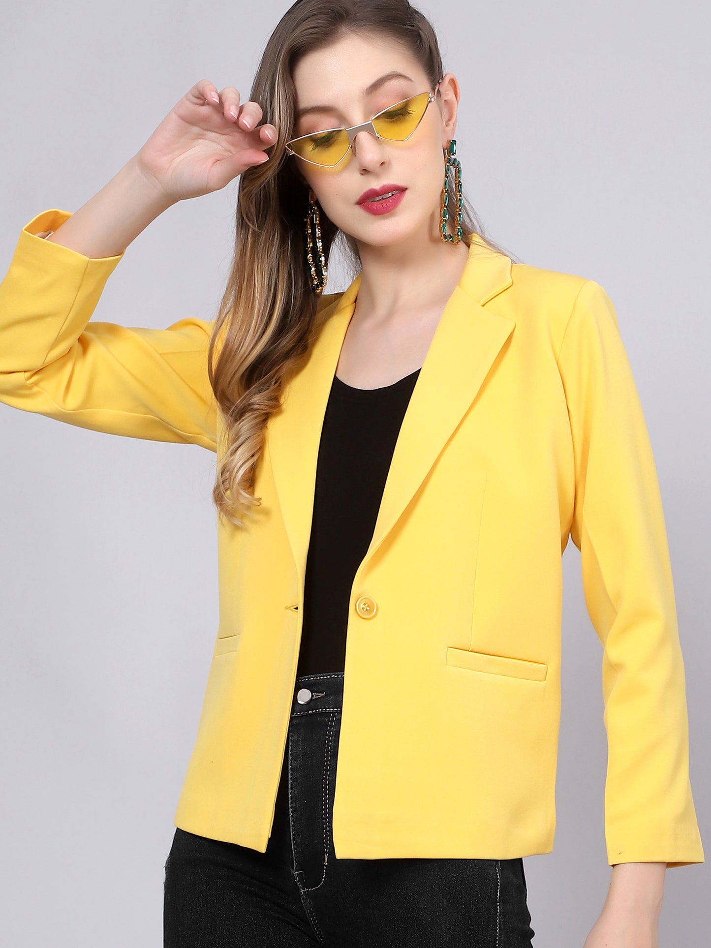 All About You Solid Yellow Blazer