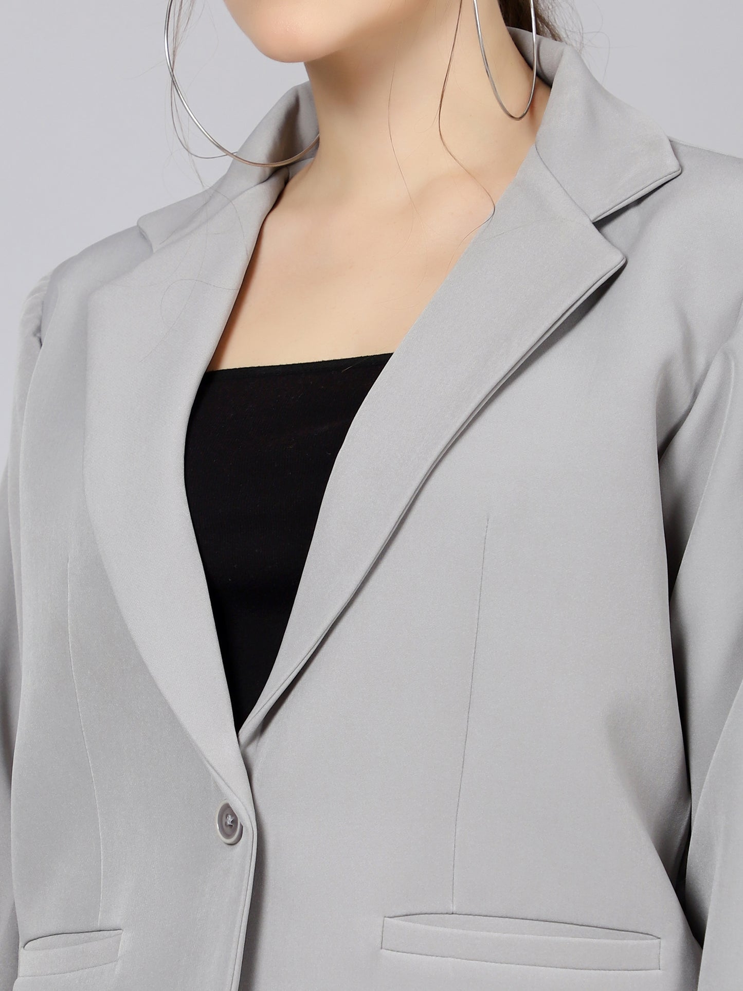 Swizzle Stick Lapel Collar Blazer (Only blazer) - Grey