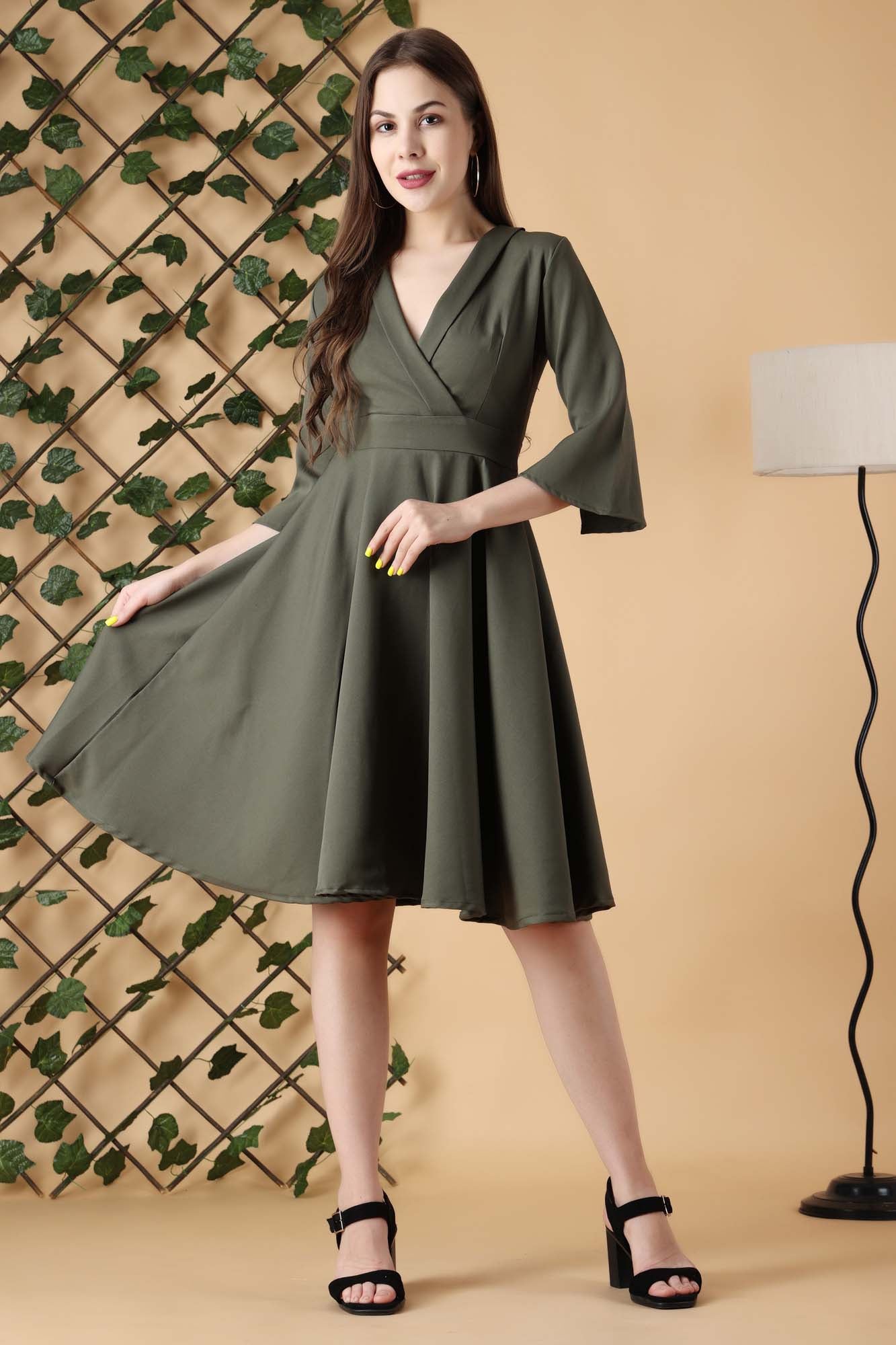 Olive Cordium Flairy Dress
